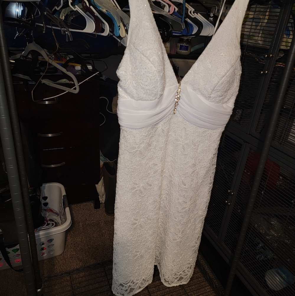 White Formal dress above knee